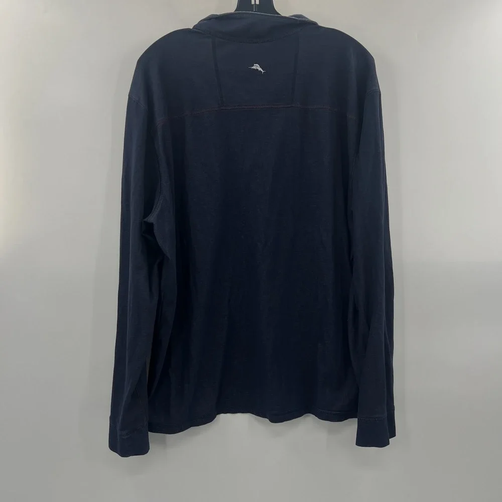 Tommy Bahama 1/4 Zip Sweater Mens XL Lightweight Preppy Pullover Mockneck Navy